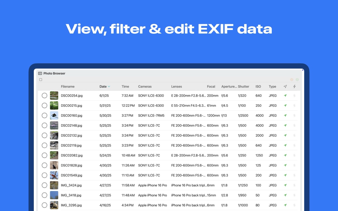 Exif PhotoGraph Mac screenshot