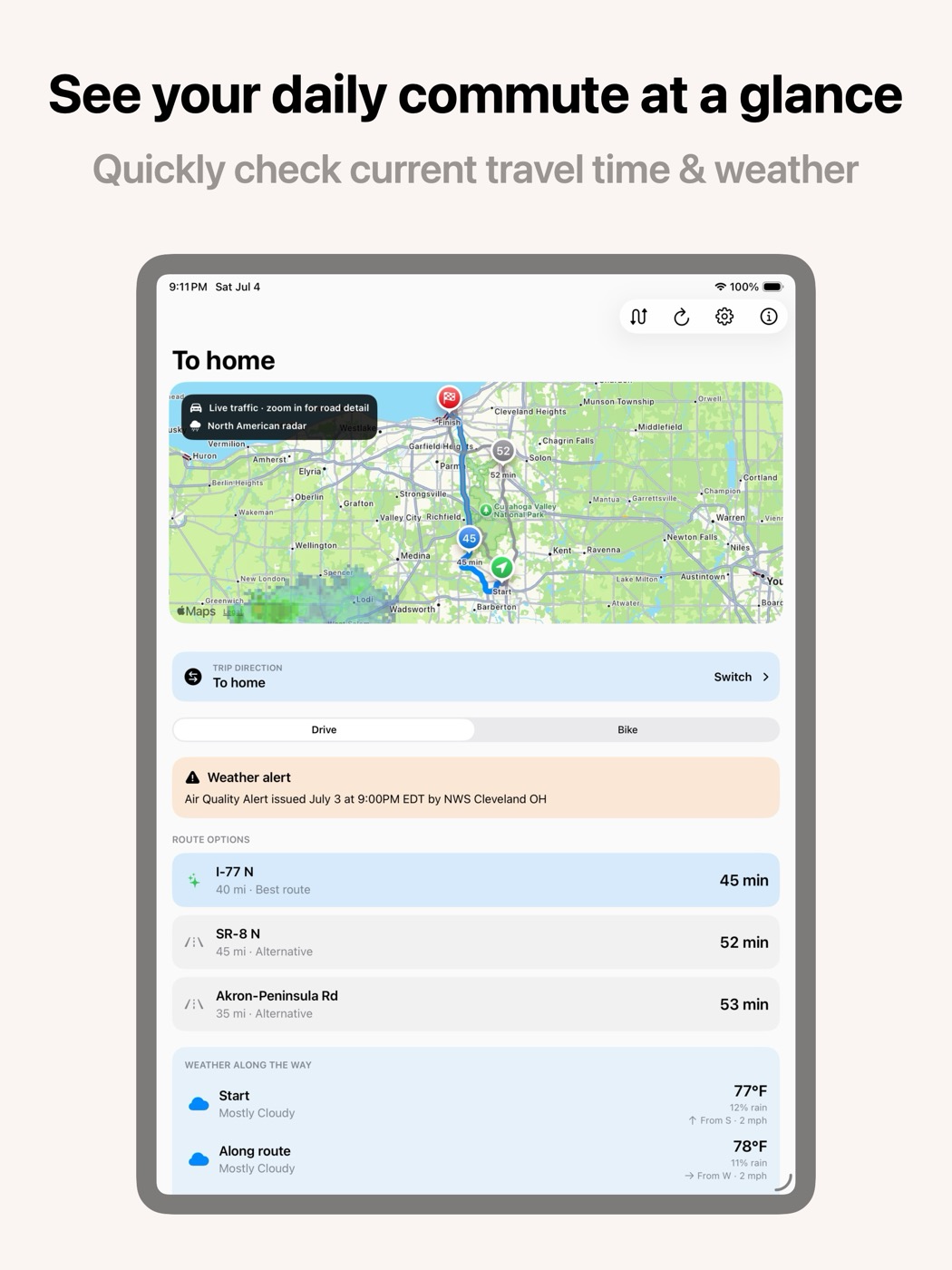 RouteGlance screenshot